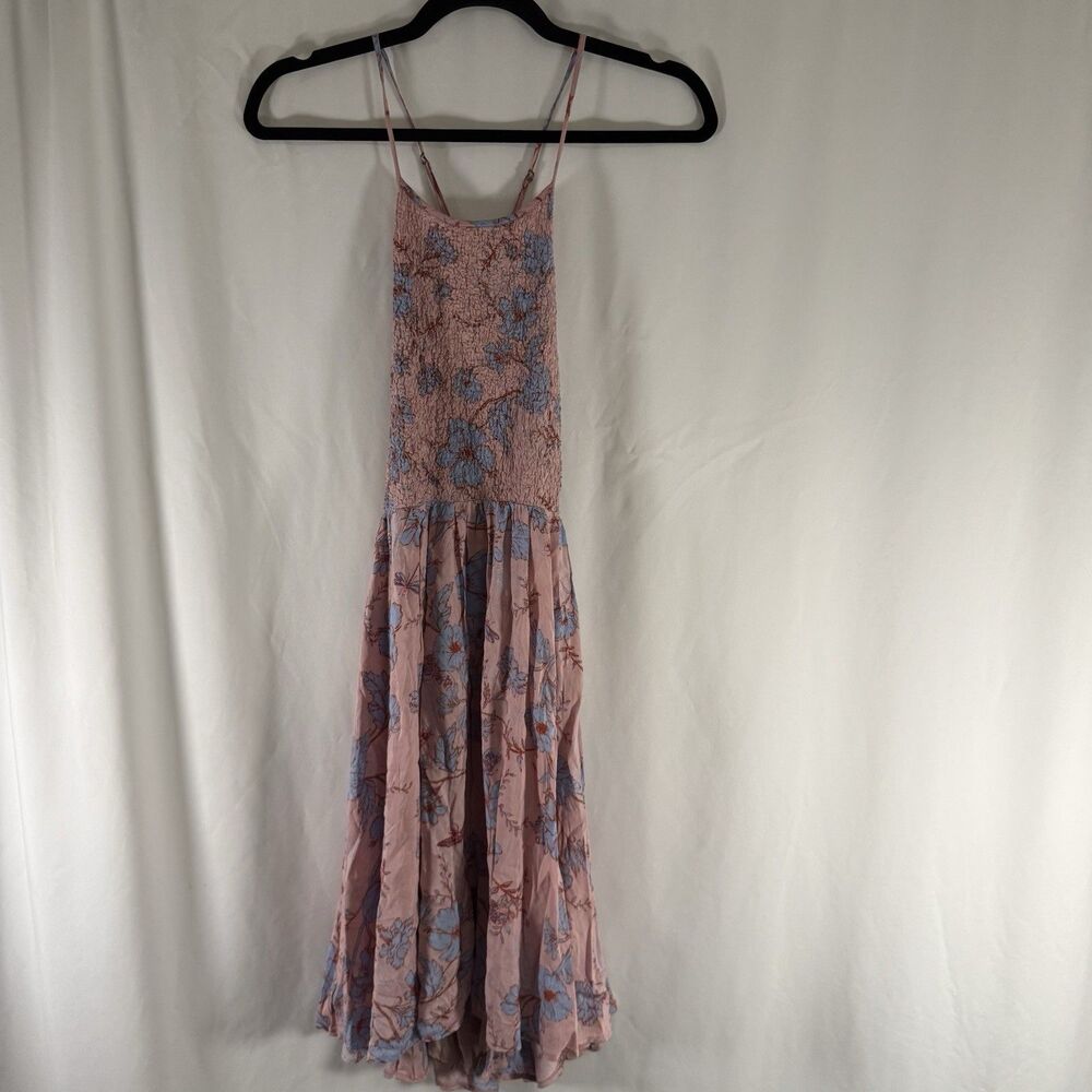 New Kimchi Blue Mini Dress Women's Small Pink Floral Open Back Sleeveless